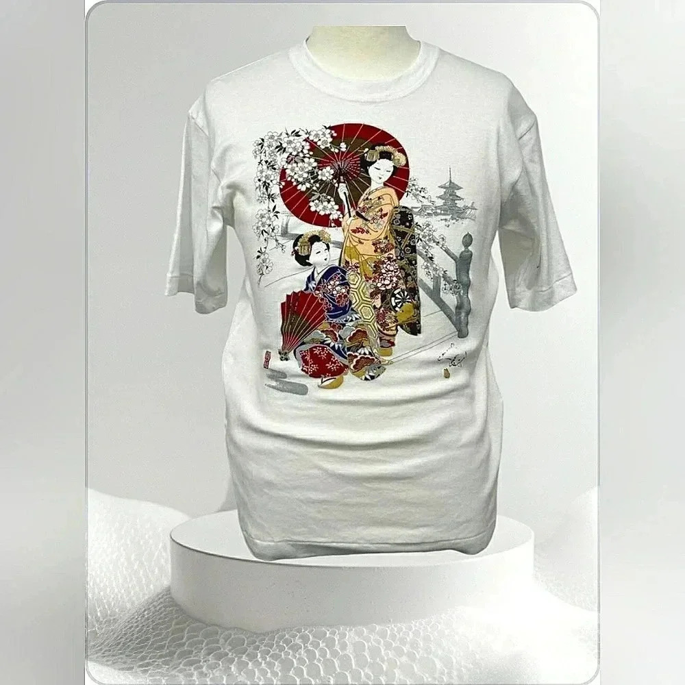 Vintage Y2K Geisha Girl Japan Graphic T-Shirt XL